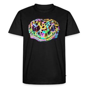 Leopard Gecko couleur - T-shirt Premium bio Homme - noir - Devant - Nico (187cm)