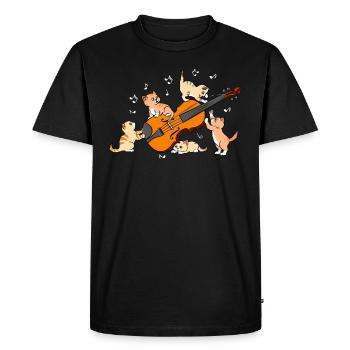 Drôle de chat violon violon instrument violoniste - T-shirt Premium bio Homme - noir - Devant - Nico (187cm)