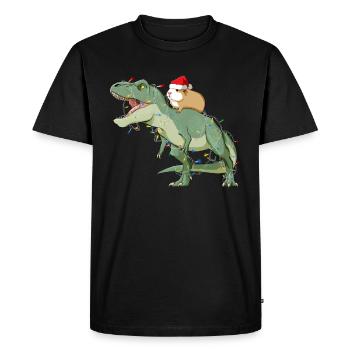 Père Noël T Rex et cobayes - T-shirt Premium bio Homme - noir - Devant - Nico (187cm)