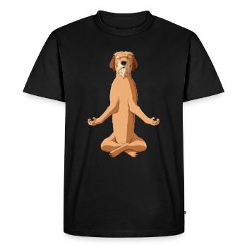 Meditierender Steirische Rauhhaarbracke Hund - Männer Premium Bio T-Shirt - Schwarz - Vorne - Nico (187cm)