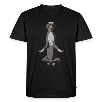 Méditant allemand Piqûre chien - T-shirt Premium bio Homme - noir - Devant - Nico (187cm)