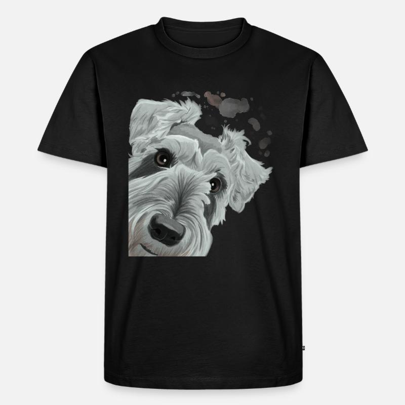 Neugieriger Schnauzer Hund - Männer Premium Bio T-Shirt - Schwarz