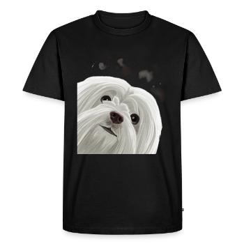 Chien maltais curieux - T-shirt Premium bio Homme - noir - Devant - Nico (187cm)