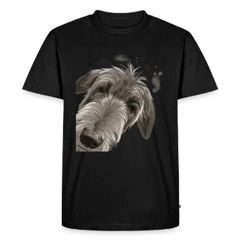 Curieux Chien Deerhound - T-shirt Premium bio Homme - noir - Devant - Nico (187cm)