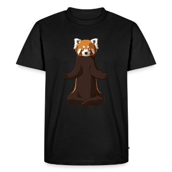 Méditer panda rouge - T-shirt Premium bio Homme - noir - Devant - Nico (187cm)
