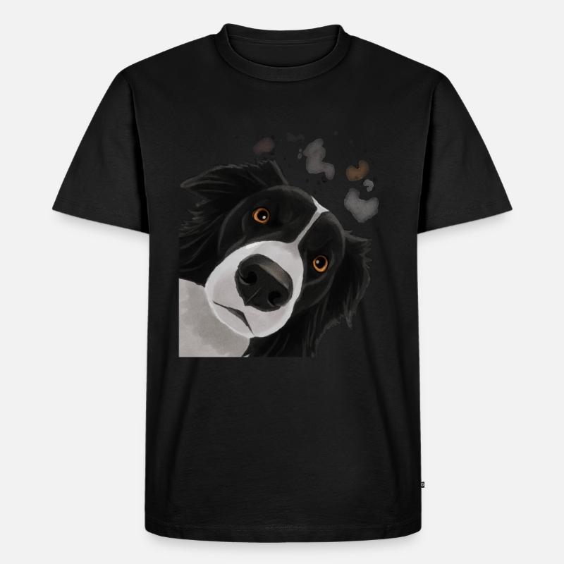 Neugieriger Border Collie Hund - Männer Premium Bio T-Shirt - Schwarz