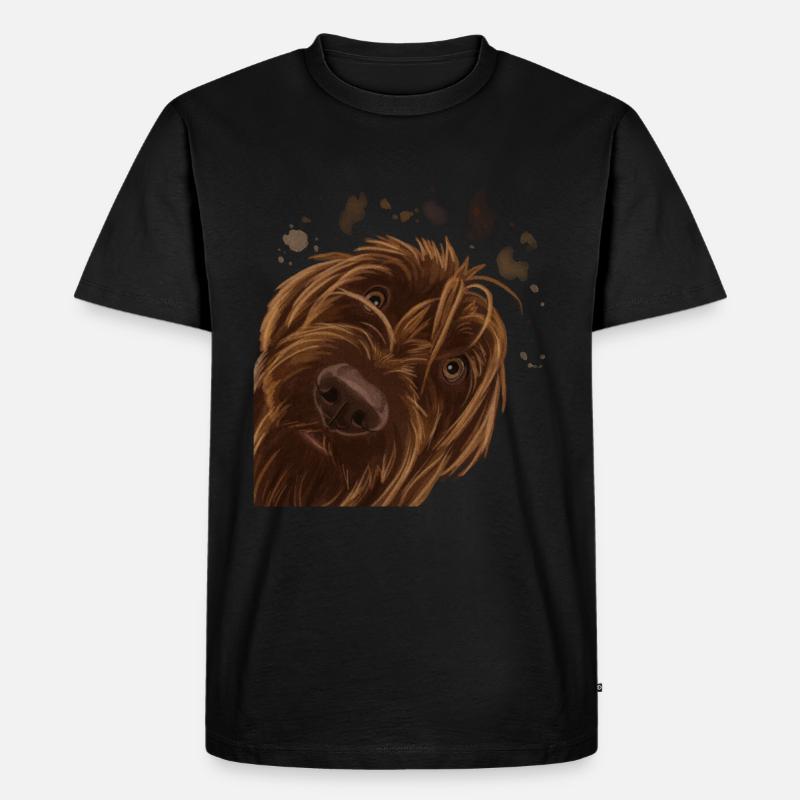 Neugieriger Wirehaired Pointing Griffon Hund - Männer Premium Bio T-Shirt - Schwarz