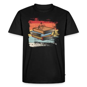 Retro Book - Men's Premium Organic T-Shirt - black - Front - Nico (187cm)