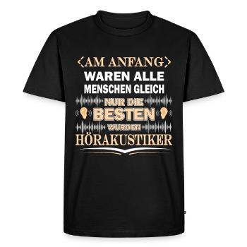 Hörakustiker - Männer Premium Bio T-Shirt - Schwarz - Vorne - Nico (187cm)
