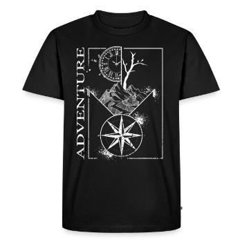 Aventure montagne nature randonnée boussole - T-shirt Premium bio Homme - noir - Devant - Nico (187cm)