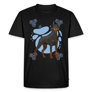 Dobermann Doberman Blue Design - Men's Premium Organic T-Shirt - black - Front - Nico (187cm)