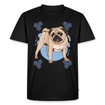 Mops Pug Blue Design - T-shirt Premium bio Homme - noir - Devant - Nico (187cm)