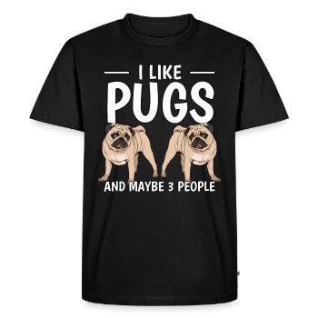 Mops I Like Pugs And Maybe 3 People - T-shirt Premium bio Homme - noir - Devant - Nico (187cm)