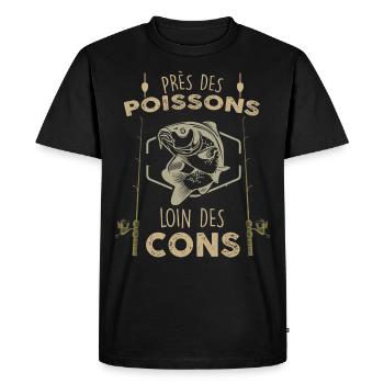 Fisherman fishing for fish humor - Men's Premium Organic T-Shirt - black - Front - Nico (187cm)