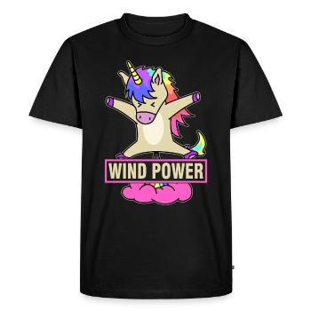 Wind Power - Unicorn - Männer Premium Bio T-Shirt - Schwarz - Vorne - Nico (187cm)