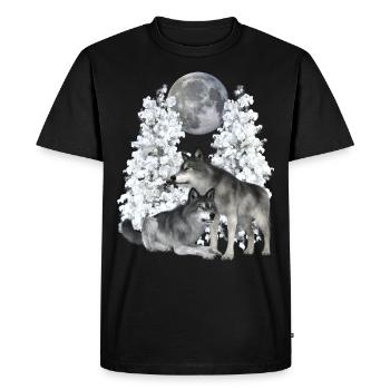 Loup, loups en hiver - T-shirt Premium bio Homme - noir - Devant - Nico (187cm)