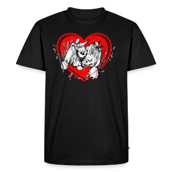 Vache d'hérens, eringer,coeur,St Valentine - T-shirt Premium bio Homme - noir - Devant - Nico (187cm)