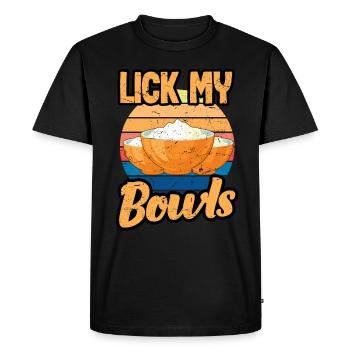 Lick My Bowls Cook Chef Cooking BBQ - Men's Premium Organic T-Shirt - black - Front - Nico (187cm)