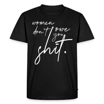 Les femmes ne vous doivent rien Badass Feminist AF - T-shirt Premium bio Homme - noir - Devant - Nico (187cm)