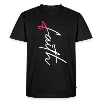 Faith Pink Ribbon Christian Breast Cancer - T-shirt Premium bio Homme - noir - Devant - Nico (187cm)
