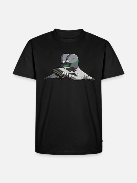 Hugging Birds Pigeon - Men's Premium Organic T-Shirt - black