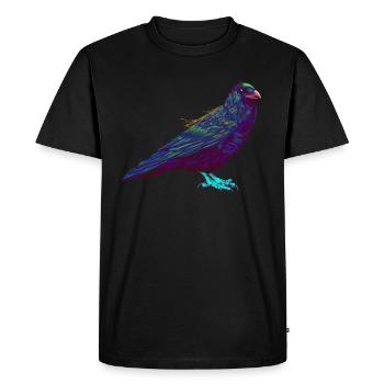 Splash Raven Bird Crow - Men's Premium Organic T-Shirt - black - Front - Nico (187cm)