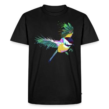 Flying Splash Bird Chickadee - Men's Premium Organic T-Shirt - black - Front - Nico (187cm)
