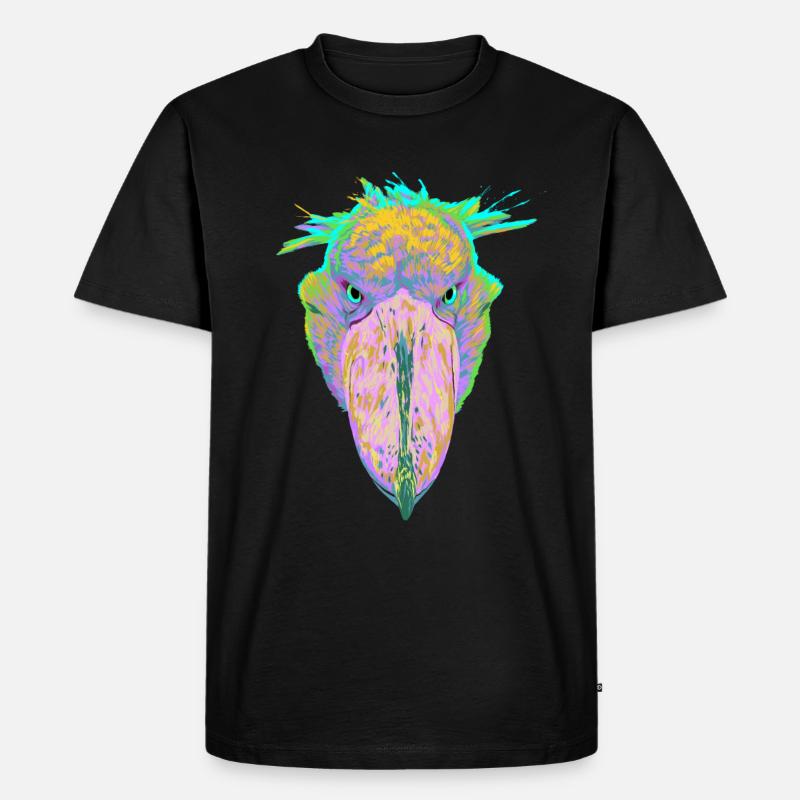 Bunter Splash Vogel Schuhschnabel - Männer Premium Bio T-Shirt - Schwarz
