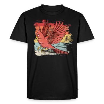 Retro Bird Northern Cardinal - Men's Premium Organic T-Shirt - black - Front - Nico (187cm)