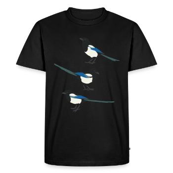 Lustige Vögel Elster - Männer Premium Bio T-Shirt - Schwarz - Vorne - Nico (187cm)