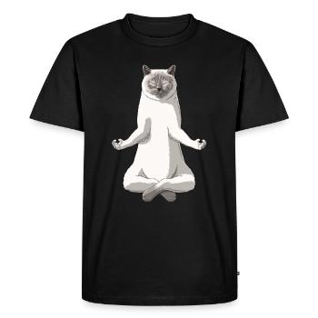 Funny Yoga Colourpoint British Shorthair Cat - Men's Premium Organic T-Shirt - black - Front - Nico (187cm)