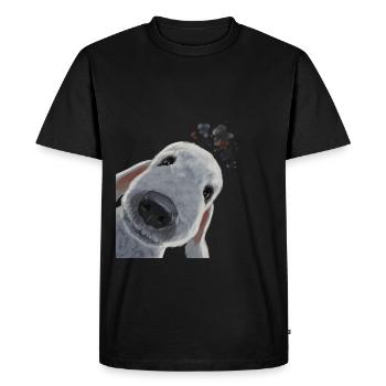 Funny Curious Dog Bedlington Terrier - Men's Premium Organic T-Shirt - black - Front - Nico (187cm)