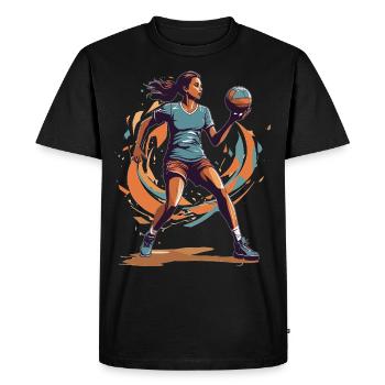 Handball Femme Streetwear Style Iconique - T-shirt Premium bio Homme - noir - Devant - Nico (187cm)