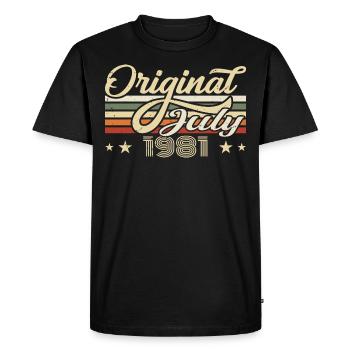 Cadeau 1981 Juillet Anniversaire Né En Juillet 1981 - T-shirt Premium bio Homme - noir - Devant - Nico (187cm)