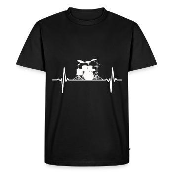 Drum Set Heartbeat Drummer - Men's Premium Organic T-Shirt - black - Front - Nico (187cm)