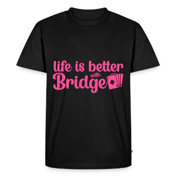 Joueur de bridge fille Joueur de bridge Dictons Rose - T-shirt Premium bio Homme - noir - Devant - Nico (187cm)