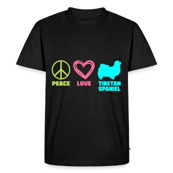 Épagneul tibétain Maman Paix Amour Dictons Drôles - T-shirt Premium bio Homme - noir - Devant - Nico (187cm)