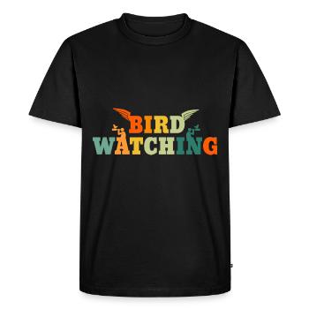 Observation d’oiseaux rétro Vintage Bird Watching - T-shirt Premium bio Homme - noir - Devant - Nico (187cm)