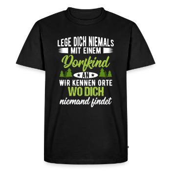 Village Child Farmer Farmer Sayings T-Shirt - Men's Premium Organic T-Shirt - black - Front - Nico (187cm)