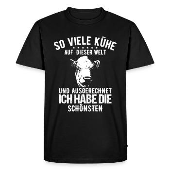 Farmer Farmer Tractor Cows Sayings T-Shirt - Men's Premium Organic T-Shirt - black - Front - Nico (187cm)