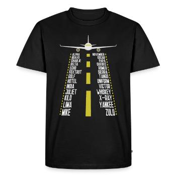 Pilot alphabet for flying, airplane, - Men's Premium Organic T-Shirt - black - Front - Nico (187cm)