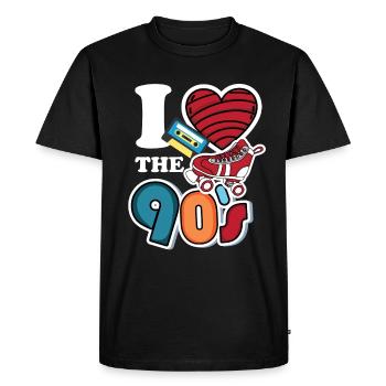 80s I 90s vintage retro party - Men's Premium Organic T-Shirt - black - Front - Nico (187cm)