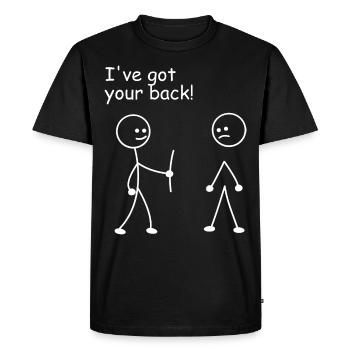 I've Got Your Back Funny Stick Figure - Men's Premium Organic T-Shirt - black - Front - Nico (187cm)