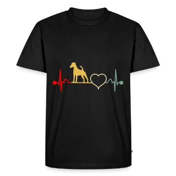 Smooth Fox Terrier Fox Terrier Heartbeat Vintage - Men's Premium Organic T-Shirt - black - Front - Nico (187cm)