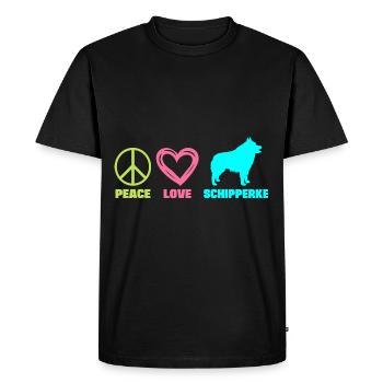 Schipperke Dog Mom Mama Peace Love Sayings - Men's Premium Organic T-Shirt - black - Front - Nico (187cm)