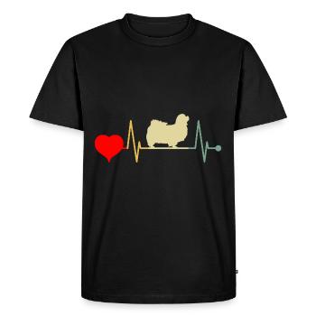 Épagneul Tibétain Chien Heartbeat Vintage - T-shirt Premium bio Homme - noir - Devant - Nico (187cm)
