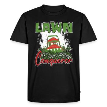 Lawn Mower Lawn Conqueror Lawn Care - Men's Premium Organic T-Shirt - black - Front - Nico (187cm)