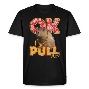 Hip Hop OK I PULL UP capybara - Men's Premium Organic T-Shirt - black - Front - Nico (187cm)
