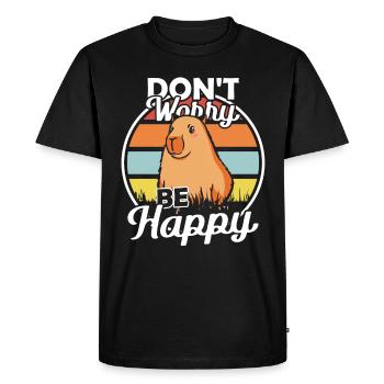 Dont Worry be Capy Wasserschwein - Men's Premium Organic T-Shirt - black - Front - Nico (187cm)