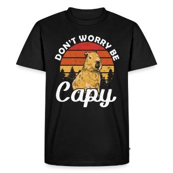 Coucher de soleil Ne vous inquiétez pas être Capy Wasserschwein - T-shirt Premium bio Homme - noir - Devant - Nico (187cm)